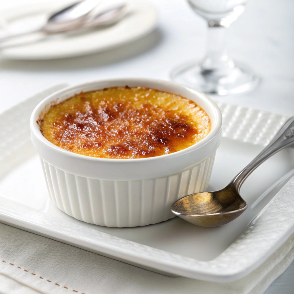 Perfectly Plated Crème Brûlée with a Caramelized Sugar Crust